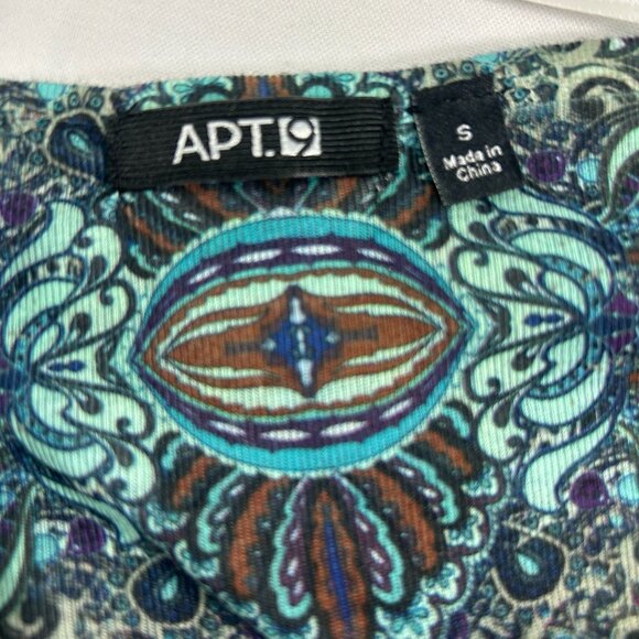 Apt 9 Womens Blouse Top Size Small Green Brown Paisley Embellished 3/4 Sleeves - Picture 3 of 9